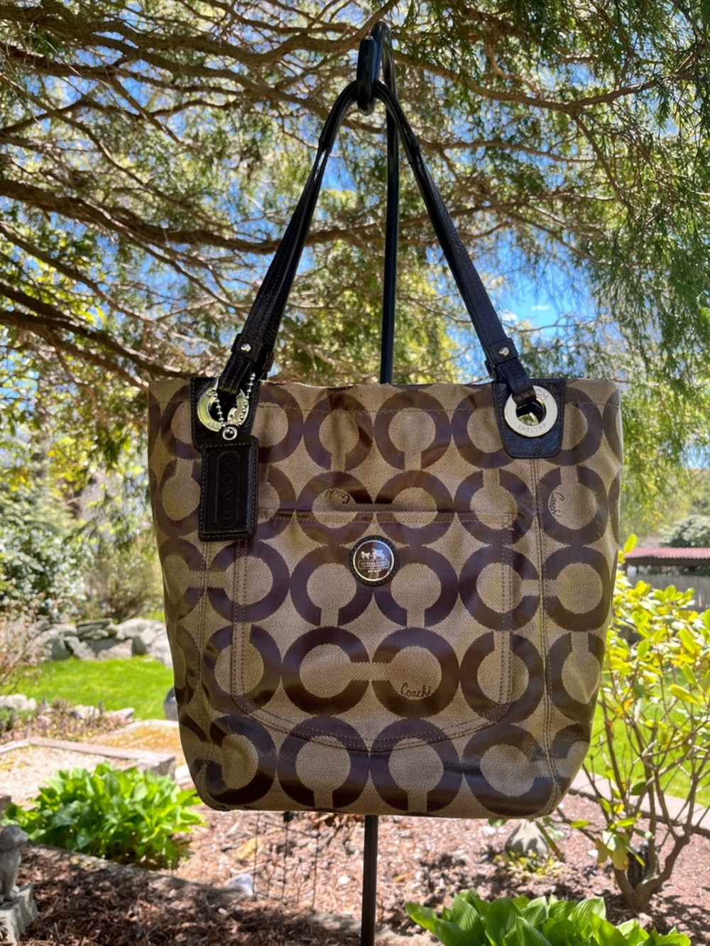 Coach Signature Patent Leather Tote - Picture 2 of 8